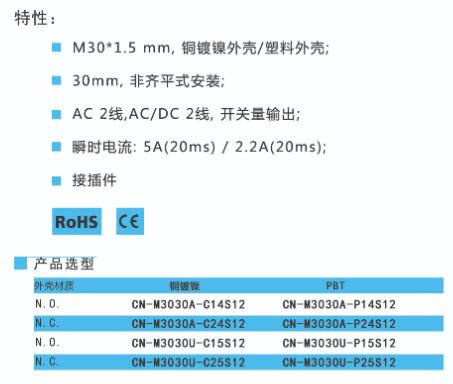 BEDOOKSENSOR電容式接近開(kāi)關(guān) M30系列 